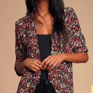 Lulus drape front floral blazer